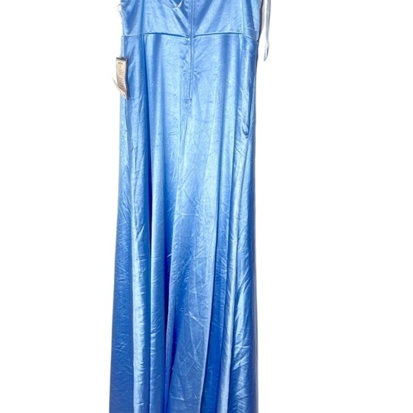 CITY STUDIO Blue Zip,Pocks, Slit Spaghetti Strap Full-Length Gown Dress Juniors - Picture 4 of 13